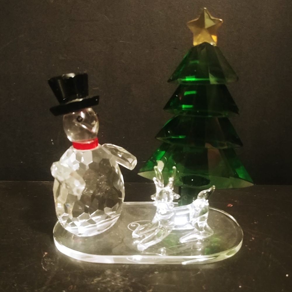 Sorelle Santa Tree and Deer Multicolor Crystal Xmas Decor Sculpture